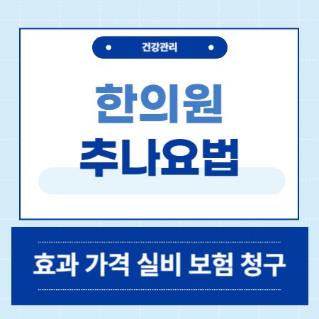 한의원 추나요법 효과 가격 실비